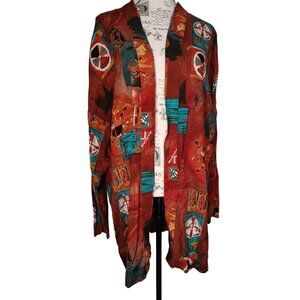 Red Rock Reflections XL Lightweight Cardigan Open Front Southwest Navajo Sedona
